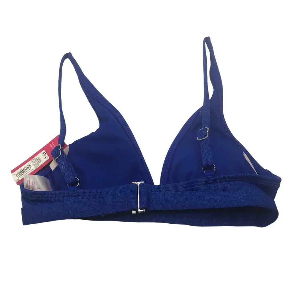 Xhilaration Junior's Size Small 0-2 Metallic Thread Bralette Bikini Top Blue New